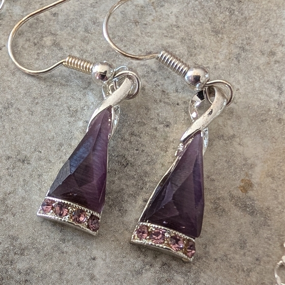 Elegant Purple and Silver Tone Jewelry Set - Picture 5 of 8